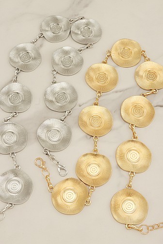 CONCENTRIC CIRCLE MEDALLION CHAIN BELT