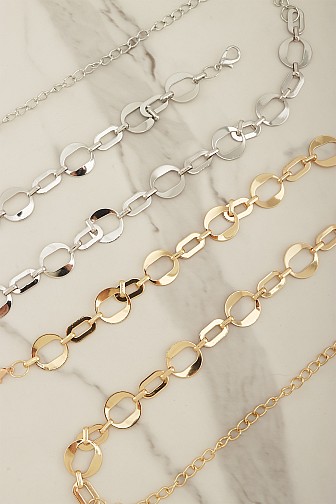 POLISHED GEOMETRIC METAL CHAIN BELT