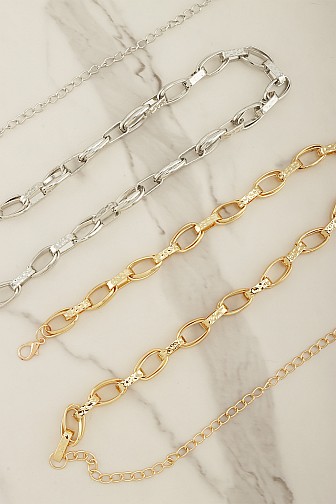 TEXTURED GEOMETRIC METAL CHAIN BELT