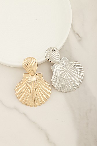 POLISHED SCALLOP SHELL STATEMENT DROP EARRING