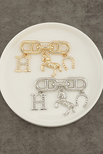 EQUESTRIAN CHARM LINK BROOCH PIN
