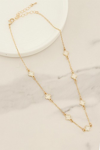 COLORED CLOVER LINK CHAIN NECKLACE