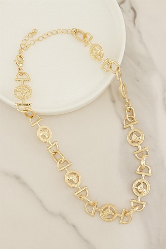 POLISHED HORSE-BIT MEDALLION NECKLACE