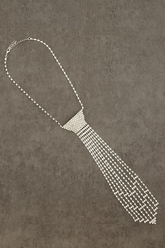 RHINESTONE TIE SHAPE NECKLACE