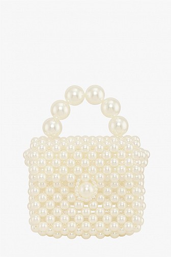 BEADED PEARL STATEMENT CLUTCH BAG