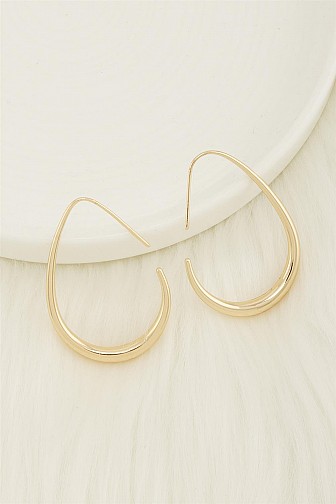 TAPERED GILDED TEARDROP HOOP EARRING