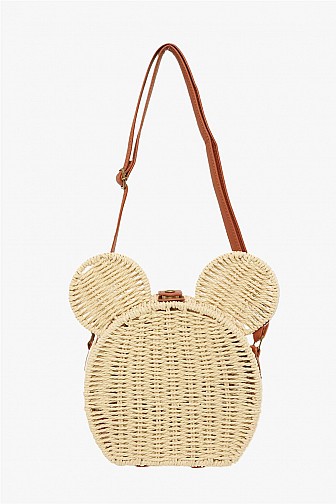 MOUSE-EAR RATTAN CROSSBODY BAG