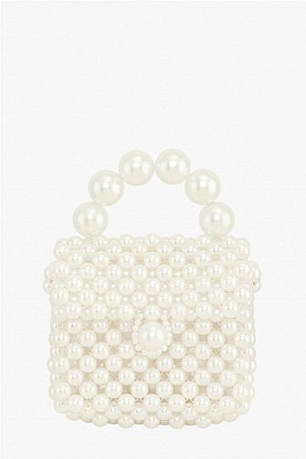 BEADED PEARL STATEMENT CLUTCH BAG