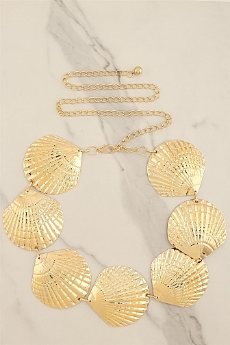 GILDED SCALLOP SHELL CHAIN BELT