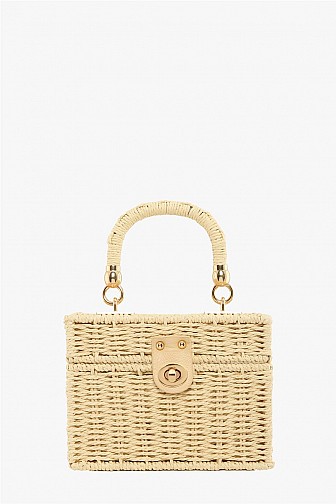 STRUCTURED WOVEN RATTAN VANITY BAG