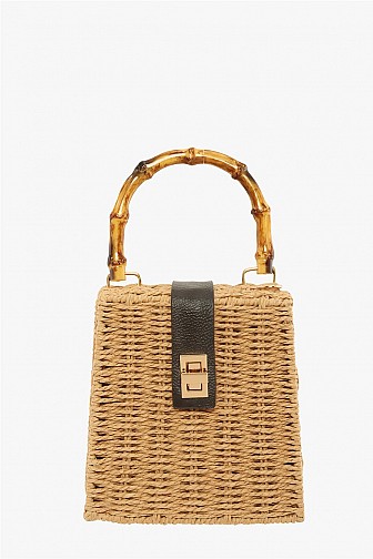 ARTISANAL WOVEN STRAW BARREL BAG