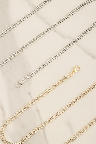 DOUBLE LAYER RHINESTONE CHAIN BELT