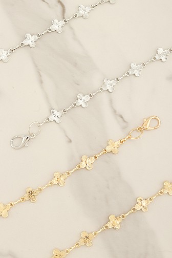 TEXTURED GILDED CLOVER CHAIN BELT