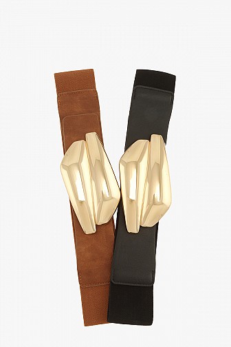 SCULPTURAL GEOMETRIC ELASTIC WAIST BELT