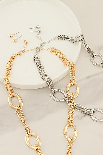 CONTEMPORARY OVAL LINK CHAIN NECKLACE SET