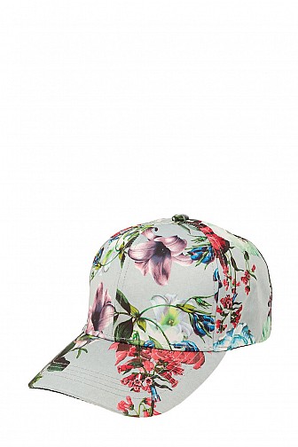 FLOWER PRINT SATIN BASEBALL CAP