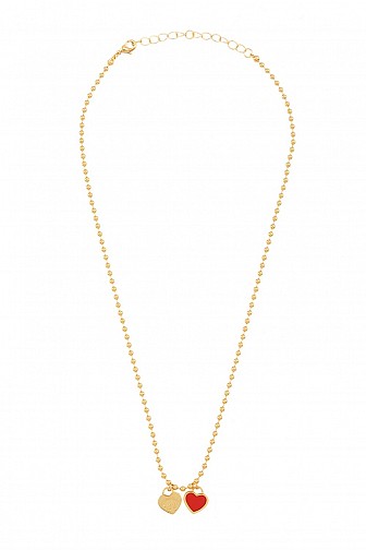Double Metal Heart Necklace