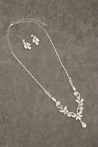 ELEGANT FLORAL CRYSTAL NECKLACE SET