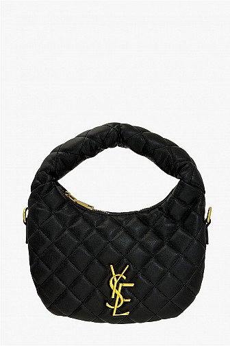 DIAMOND QUILTED BOXY CRESCENT CROSSBODY BAG