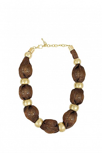 Mesh Wrapped Chunky Bead Statement Necklace