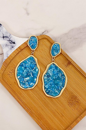 Marble Resin Gold Organic Drop Earrings