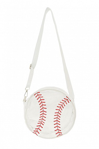Clear Baseball Crossbody Bag with Red Stitching
