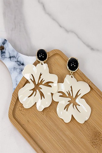 White floral drop earrings