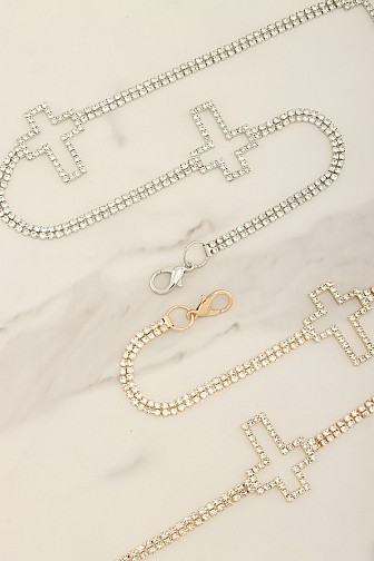 Rhinestone Cross Accent Link Chain Belt
