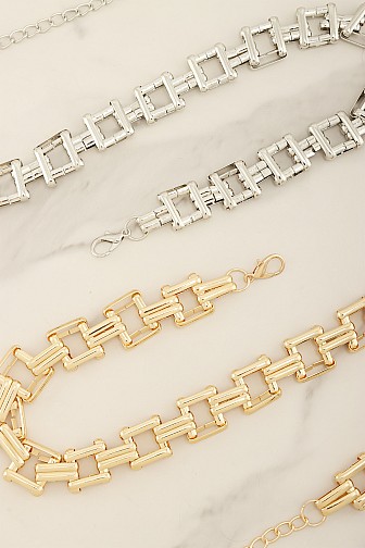 Chunky Rectangular Link Decorative Chain Belt