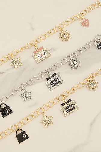 LUXURIOUS CHARM POLISHED METAL CHAIN BELT
