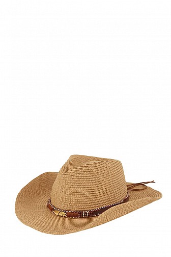 LEAF BUCKLE BAND COWBOY HAT, BRIM 3.5