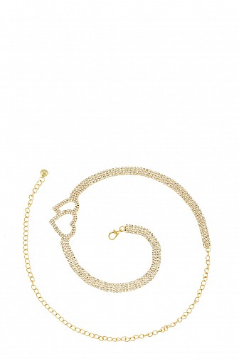 Rhinestone Chain Double Heart Belt