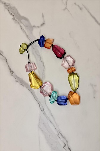 Vibrant chunky multi-color resin statement necklace