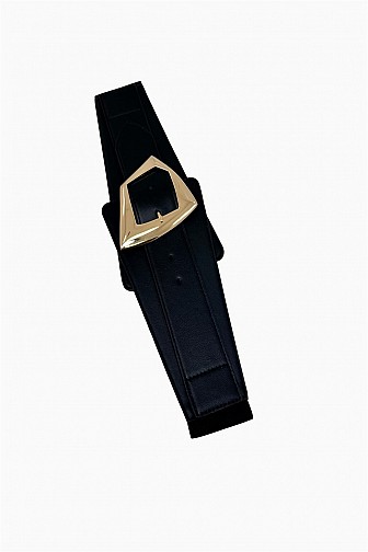 Chunky wide faux leather gold buckle belts