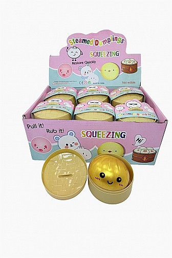 Cute steamed dumpling squishy toy with steamer