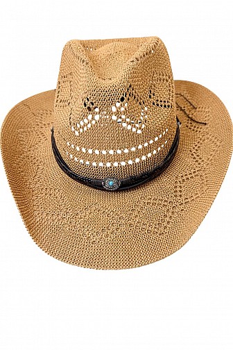 HOLLOW STRAW WESTERN FEDORA HAT