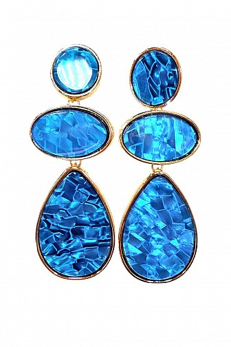 Geometric textured resin tiered statement earrings