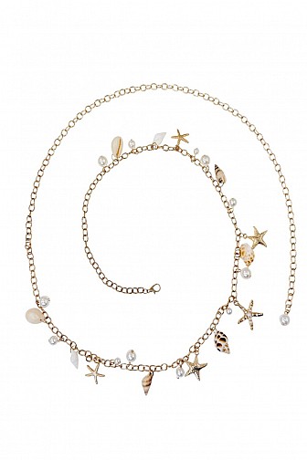 Ocean shell charm metal chain belt