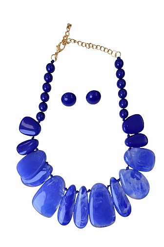 Chunky teardrop resin bead statement necklace & earrings set