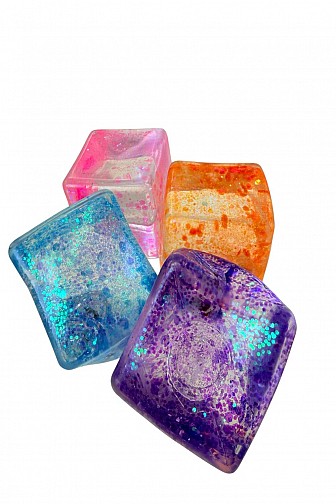Glitter Ice Cube Shape Squishy Stress Ball Toy