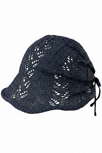 Boho Leaf-Pattern Pointelle Knit Bucket Hat