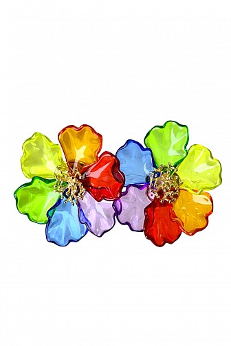 VIBRANT RAINBOW LUCITE FLOWER STATEMENT EARRINGS
