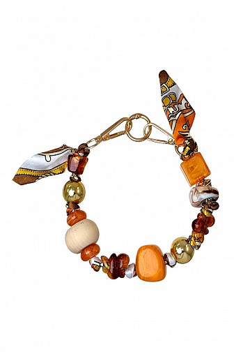 Boho Mixed Bead & Scarf Statement Keychain