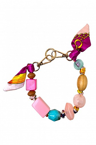 Boho Mixed Bead & Scarf Statement Keychain