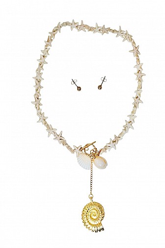 Starfish Bead Charm Y-Necklace Jewelry Set