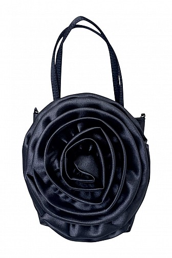 VINTAGE SATIN 3D ROSE FLOWER EVENING CLUTCH BAG