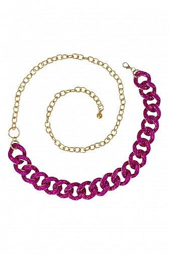 VINTAGE RHINESTONE CUBAN LINK ADJUSTABLE CHAIN BELT