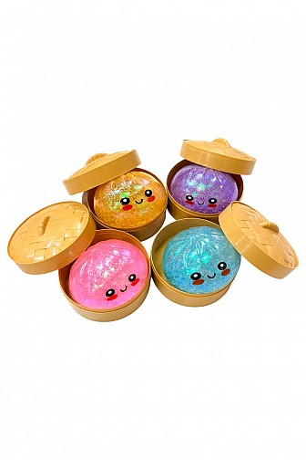 RAINBOW MYSTERY GLITTER DUMPLING SENSORY SQUISHY TOY - 12PC