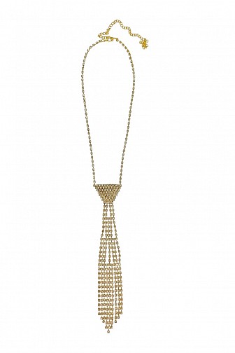 RHINESTONE FRINGE NECKTIE NECKLACE