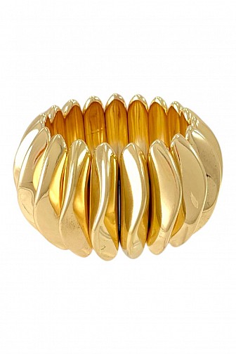CHUNKY RIBBED METALLIC STRETCH CUFF BRACELET